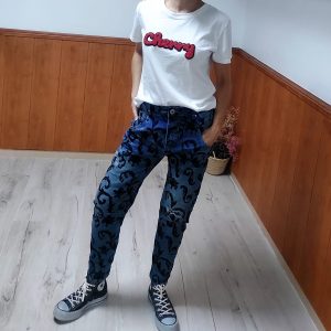 PANTALÓN VAQUERO ESTAMPADO TERCIOPELO