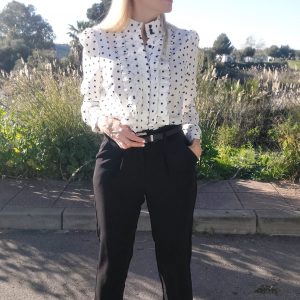 PANTALÓN  NEGRO CON CINTURA PLISADA