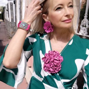 BRAZALETE INDIA FUCSIA Y VERDE
